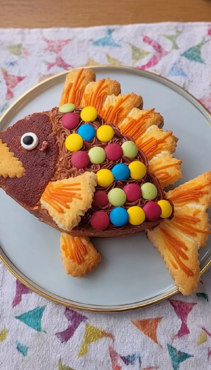 Gâteau d'anniversaire en forme de poisson