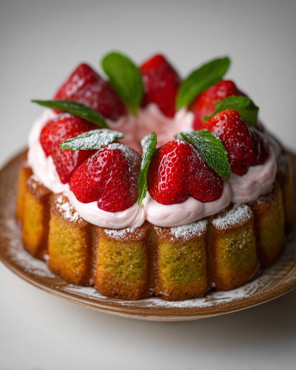 Pandan Sponge Cake aux fraises & crème légère à la fraise