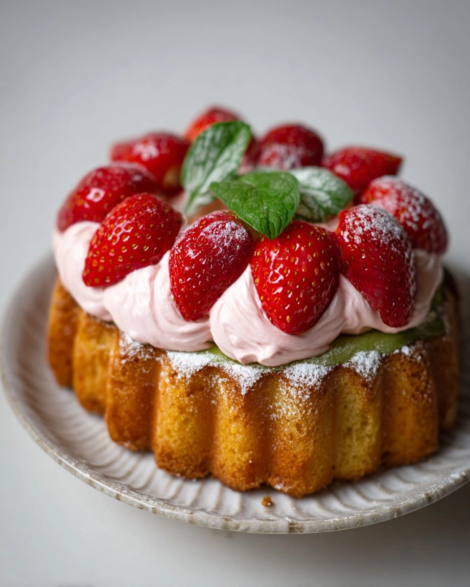 Pandan Sponge Cake aux fraises & crème légère à la fraise