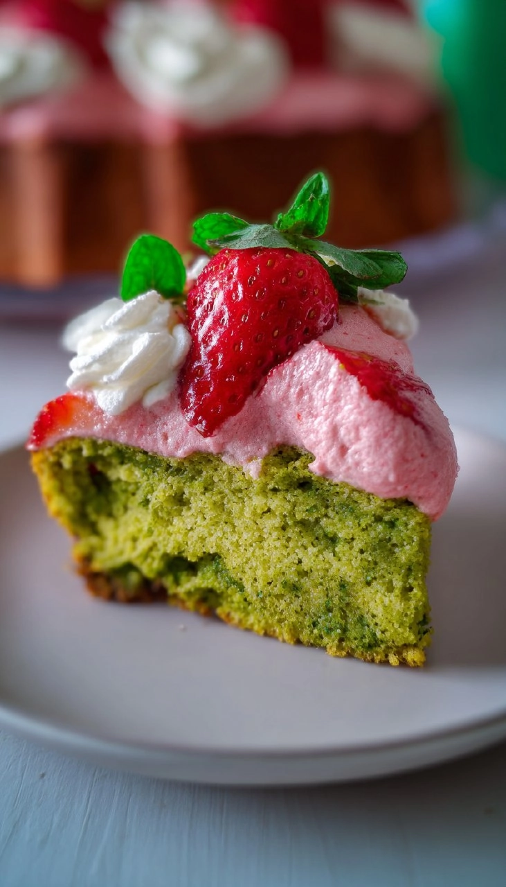Pandan Sponge Cake aux fraises & crème légère à la fraise