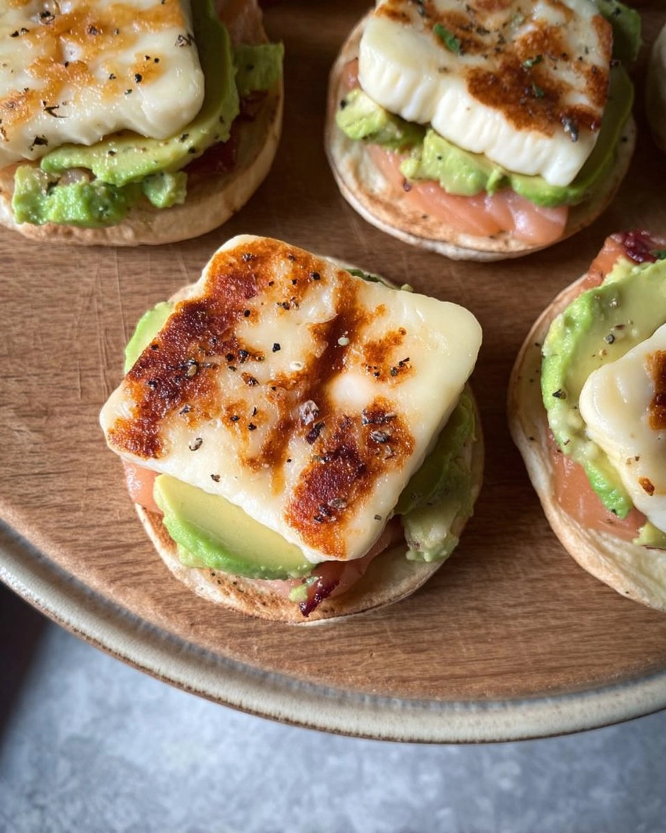 Crumpet avocat saumon halloumi